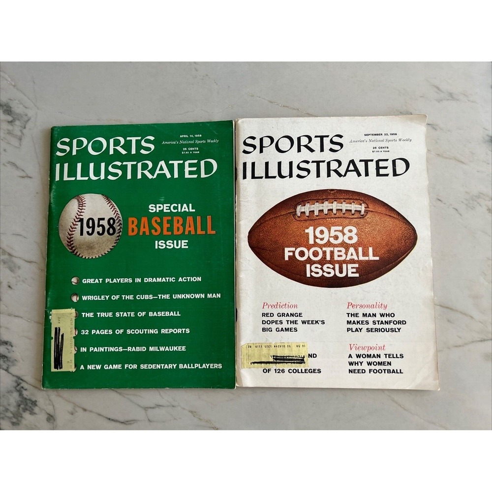 Lot  (6) 1957-59 Assorted Sports Illustrated Magazines Vintage Issues